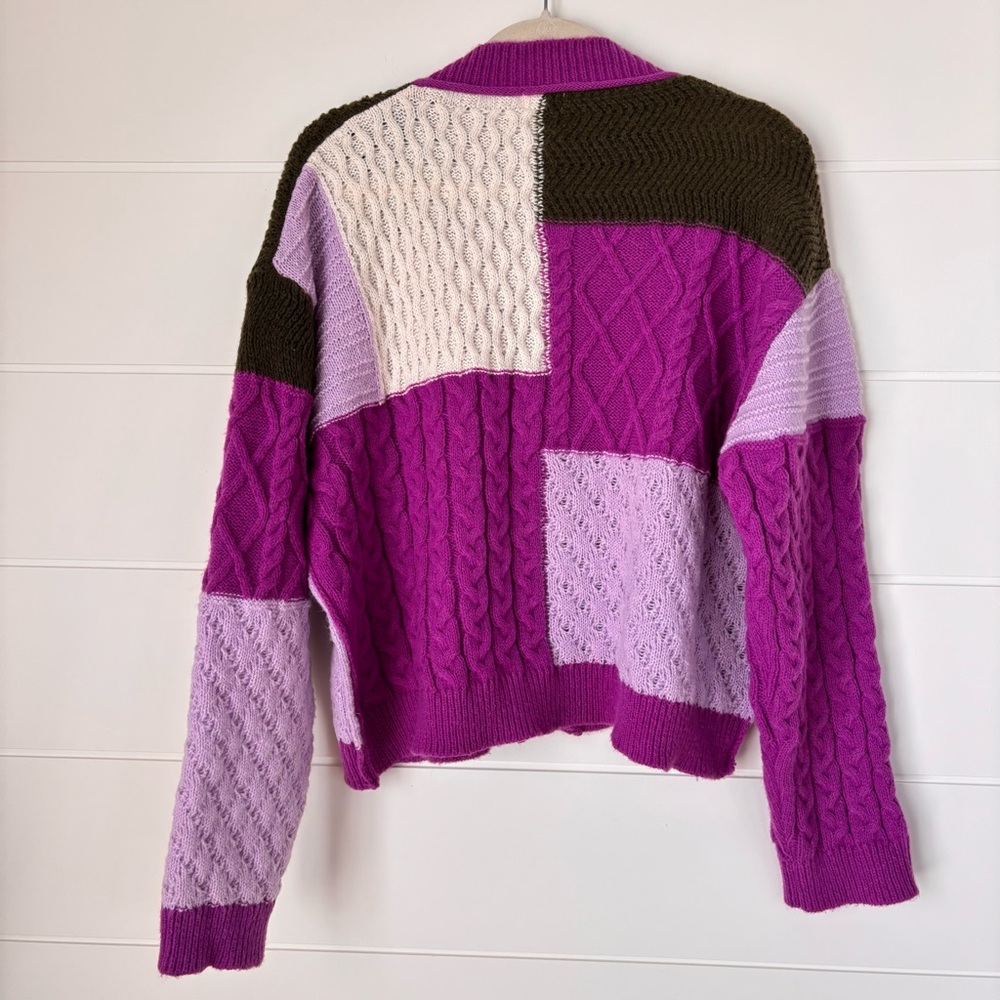 POL Women's Multicolor Purple Patchwork Crochet C… - image 8